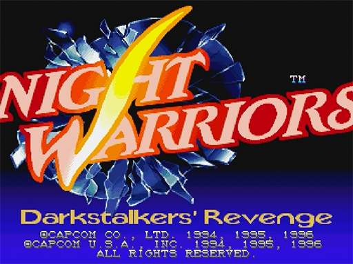Night Warriors: Darkstalkers' Revenge title screen for Sega Saturn